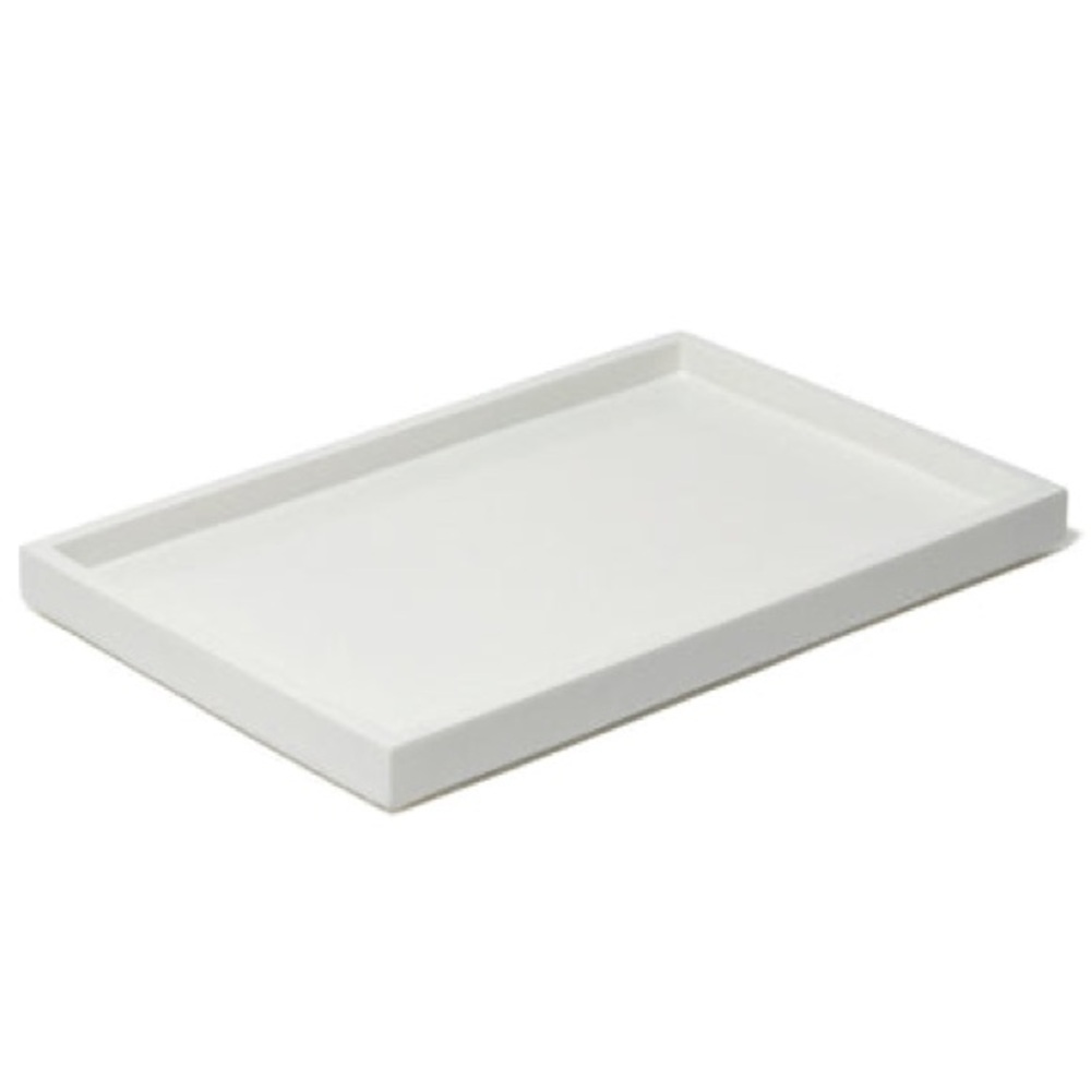 Jonathan Adler Lacquer White Rectangular Bath Tray, Size 6.5”L x 10”W